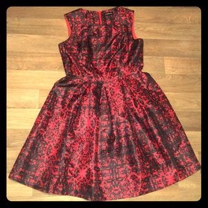 Red dress with black lace print size 10